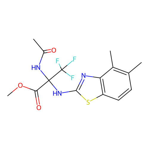 methyl 2-(acetylamino)-N-(4,5-dimethyl-1,3-benzothiazol-2-yl)-3,3,3-trifluoroalaninate structure