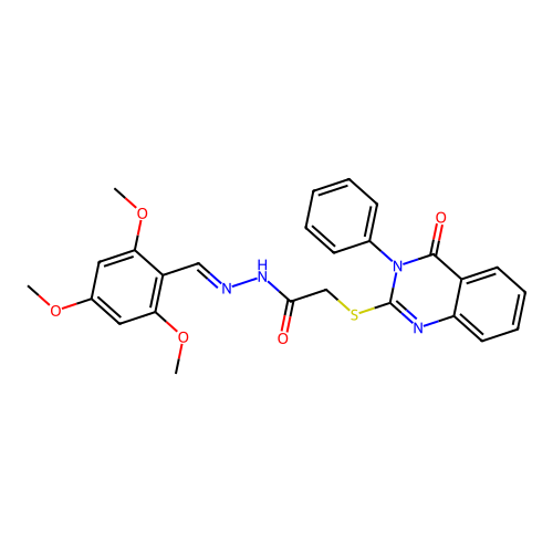 2-[(4-oxo-3-phenyl-3,4-dihydroquinazolin-2-yl)sulfanyl]-N'-[(E)-(2,4,6-trimethoxyphenyl)methylidene]acetohydrazide structure