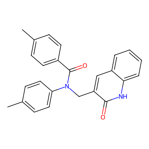 4-methyl-N-(4-methylphenyl)-N-[(2-oxo-1H-quinolin-3-yl)methyl]benzamide structure