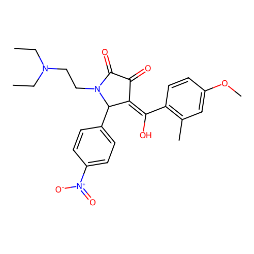(4E)-1-(2-diethylaminoethyl)-4-[hydroxy-(4-methoxy-2-methylphenyl)methylidene]-5-(4-nitrophenyl)pyrrolidine-2,3-dione structure
