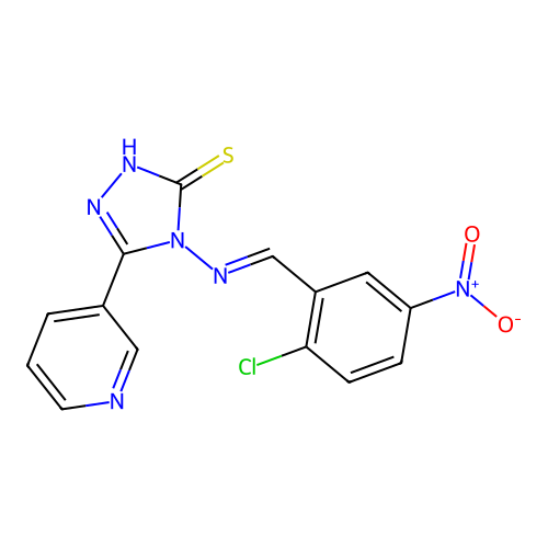 (E)-4-((2-chloro-5-nitrobenzylidene)amino)-5-(pyridin-3-yl)-4H-1,2,4-triazole-3-thiol structure