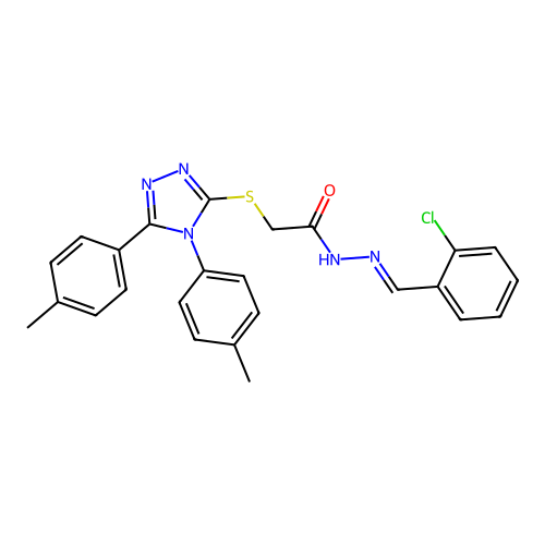 2-{[4,5-bis(4-methylphenyl)-4H-1,2,4-triazol-3-yl]sulfanyl}-N'-[(E)-(2-chlorophenyl)methylidene]acetohydrazide structure
