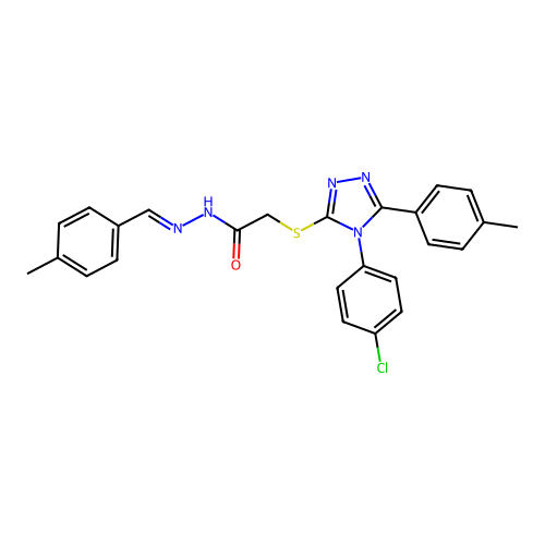 2-{[4-(4-chlorophenyl)-5-(4-methylphenyl)-4H-1,2,4-triazol-3-yl]sulfanyl}-N'-[(E)-(4-methylphenyl)methylidene]acetohydrazide structure