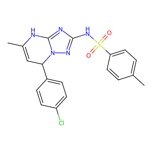 N-[7-(4-chlorophenyl)-5-methyl-4,7-dihydro[1,2,4]triazolo[1,5-a]pyrimidin-2-yl]-4-methylbenzenesulfonamide structure
