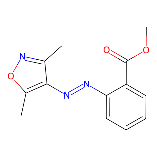 2-(3,5-Dimethyl-isoxazol-4-ylazo)-benzoic acid methyl ester structure