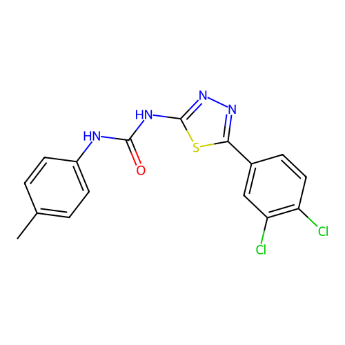 1-(5-(3,4-dichlorophenyl)-1,3,4-thiadiazol-2-yl)-3-(p-tolyl)urea structure