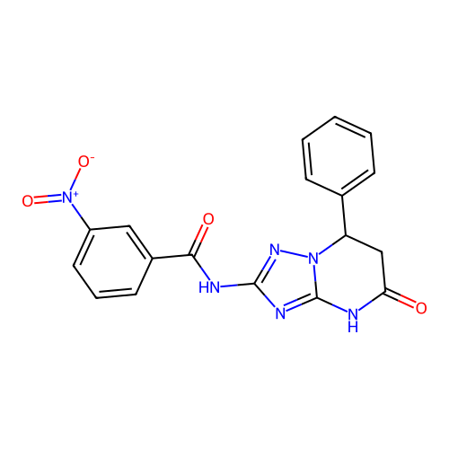 3-nitro-N-(5-oxo-7-phenyl-6,7-dihydro-1H-[1,2,4]triazolo[1,5-a]pyrimidin-2-yl)benzamide structure