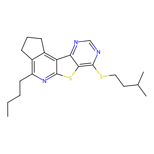 4-butyl-7-(isopentylthio)-2,3-dihydro-1H-cyclopenta[4',5']pyrido[3',2':4,5]thieno[3,2-d]pyrimidine structure