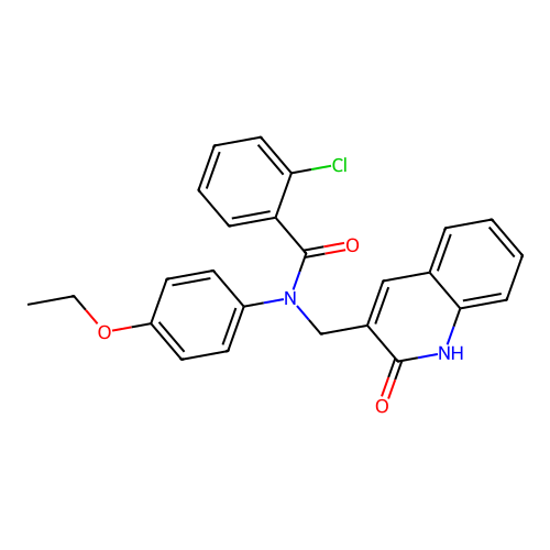 2-chloro-N-(4-ethoxyphenyl)-N-[(2-oxo-1H-quinolin-3-yl)methyl]benzamide structure