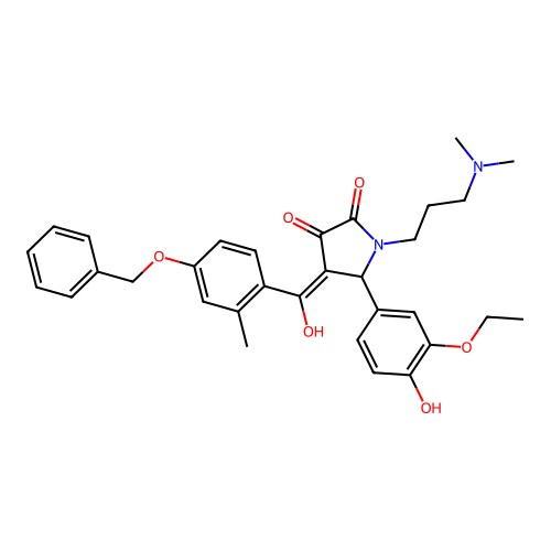 (4E)-1-[3-(dimethylamino)propyl]-5-(3-ethoxy-4-hydroxyphenyl)-4-[hydroxy-(2-methyl-4-phenylmethoxyphenyl)methylidene]pyrrolidine-2,3-dione structure