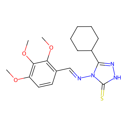 5-Cyclohexyl-4-((2,3,4-trimethoxybenzylidene)amino)-4H-1,2,4-triazole-3-thiol structure