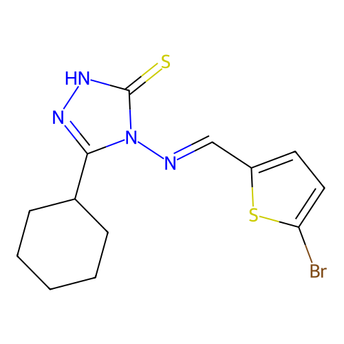 4-(((5-Bromo-2-thienyl)methylene)amino)-5-cyclohexyl-4H-1,2,4-triazole-3-thiol structure