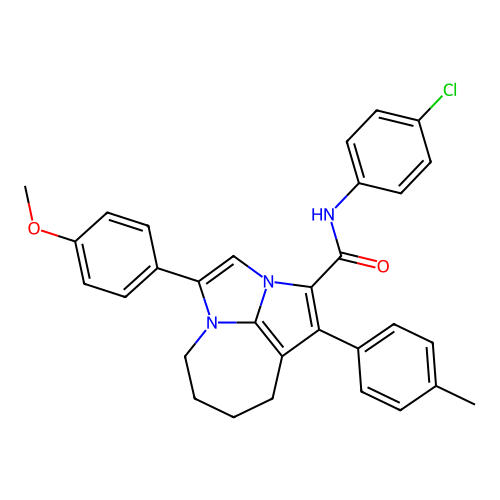 N-(4-chlorophenyl)-4-(4-methoxyphenyl)-1-(4-methylphenyl)-5,6,7,8-tetrahydro-2a,4a-diazacyclopenta[cd]azulene-2-carboxamide structure