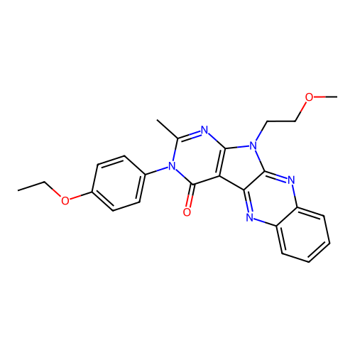 3-(4-ethoxyphenyl)-11-(2-methoxyethyl)-2-methyl-3,11-dihydro-4H-pyrimido[5',4':4,5]pyrrolo[2,3-b]quinoxalin-4-one structure