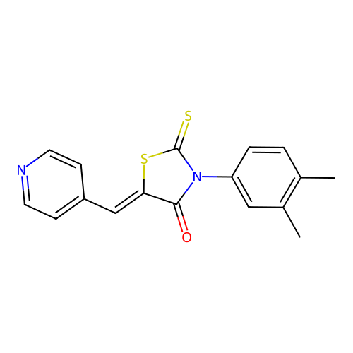 (Z)-3-(3,4-dimethylphenyl)-5-(pyridin-4-ylmethylene)-2-thioxothiazolidin-4-one structure