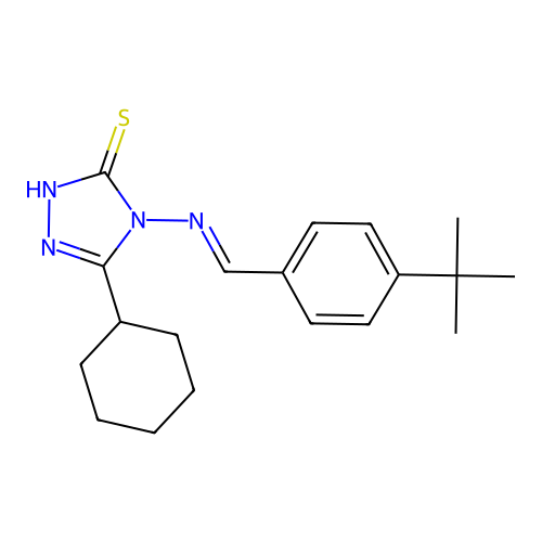 (E)-4-((4-(tert-butyl)benzylidene)amino)-5-cyclohexyl-4H-1,2,4-triazole-3-thiol structure