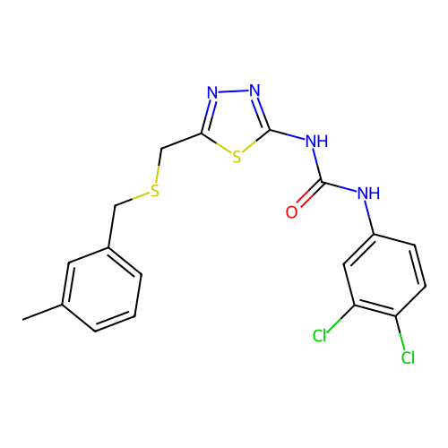 1-(3,4-dichlorophenyl)-3-[5-[(3-methylphenyl)methylsulfanylmethyl]-1,3,4-thiadiazol-2-yl]urea structure