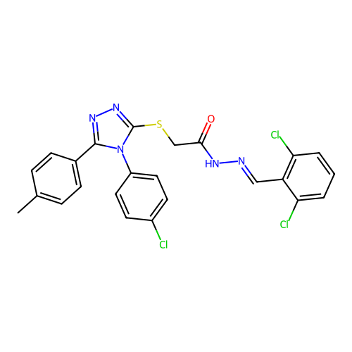 2-{[4-(4-chlorophenyl)-5-(4-methylphenyl)-4H-1,2,4-triazol-3-yl]sulfanyl}-N'-[(E)-(2,6-dichlorophenyl)methylidene]acetohydrazide structure