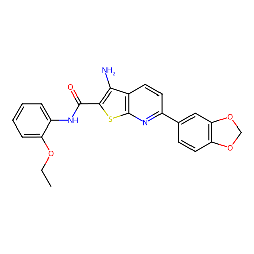 3-amino-6-(1,3-benzodioxol-5-yl)-N-(2-ethoxyphenyl)thieno[2,3-b]pyridine-2-carboxamide structure