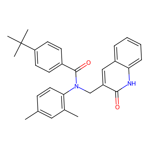 4-tert-butyl-N-(2,4-dimethylphenyl)-N-[(2-oxo-1H-quinolin-3-yl)methyl]benzamide structure
