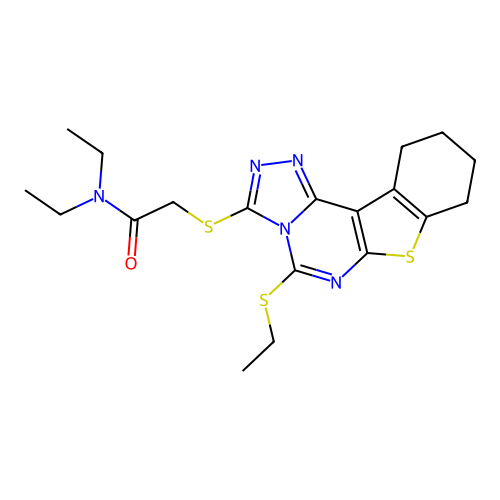 N,N-diethyl-2-((5-(ethylthio)-8,9,10,11-tetrahydrobenzo[4,5]thieno[3,2-e][1,2,4]triazolo[4,3-c]pyrimidin-3-yl)thio)acetamide structure