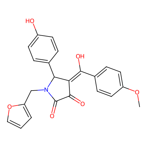 (4E)-1-(furan-2-ylmethyl)-4-[hydroxy(4-methoxyphenyl)methylidene]-5-(4-hydroxyphenyl)pyrrolidine-2,3-dione structure