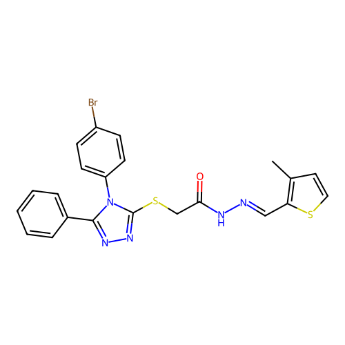 2-{[4-(4-bromophenyl)-5-phenyl-4H-1,2,4-triazol-3-yl]sulfanyl}-N'-[(E)-(3-methylthiophen-2-yl)methylidene]acetohydrazide structure