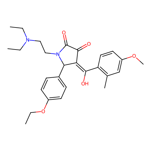 (4E)-1-(2-diethylaminoethyl)-5-(4-ethoxyphenyl)-4-[hydroxy-(4-methoxy-2-methylphenyl)methylidene]pyrrolidine-2,3-dione structure
