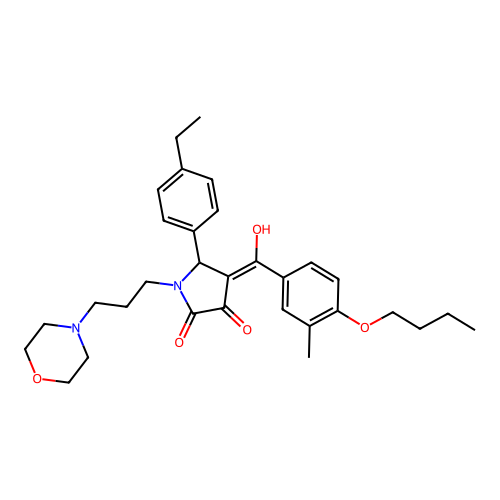 (4E)-4-[(4-butoxy-3-methylphenyl)-hydroxymethylidene]-5-(4-ethylphenyl)-1-(3-morpholin-4-ylpropyl)pyrrolidine-2,3-dione structure