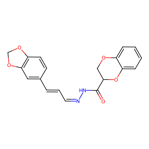 (Z)-N'-((E)-3-(benzo[d][1,3]dioxol-5-yl)allylidene)-2,3-dihydrobenzo[b][1,4]dioxine-2-carbohydrazide structure