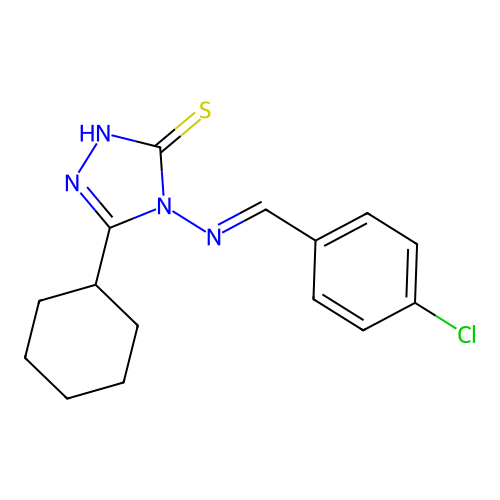 (E)-4-((4-chlorobenzylidene)amino)-5-cyclohexyl-4H-1,2,4-triazole-3-thiol structure