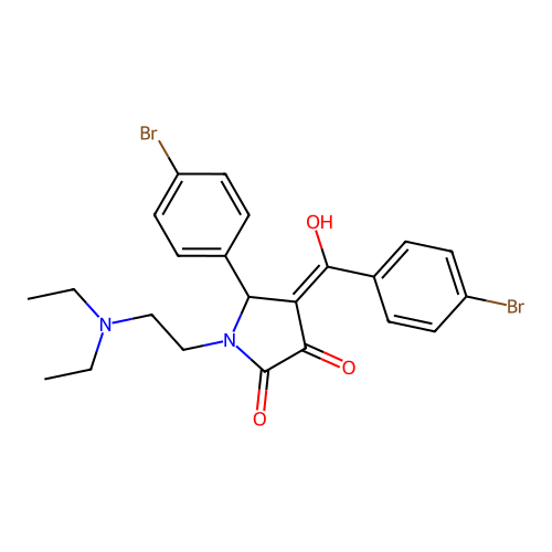 (4E)-5-(4-bromophenyl)-4-[(4-bromophenyl)-hydroxymethylidene]-1-(2-diethylaminoethyl)pyrrolidine-2,3-dione structure