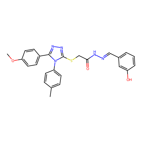 N'-[(E)-(3-hydroxyphenyl)methylidene]-2-{[5-(4-methoxyphenyl)-4-(4-methylphenyl)-4H-1,2,4-triazol-3-yl]sulfanyl}acetohydrazide structure