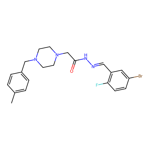 (E)-N'-(5-bromo-2-fluorobenzylidene)-2-(4-(4-methylbenzyl)piperazin-1-yl)acetohydrazide structure