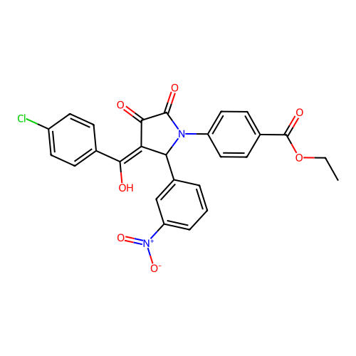 ethyl 4-[(3E)-3-[(4-chlorophenyl)(hydroxy)methylidene]-2-(3-nitrophenyl)-4,5-dioxopyrrolidin-1-yl]benzoate structure