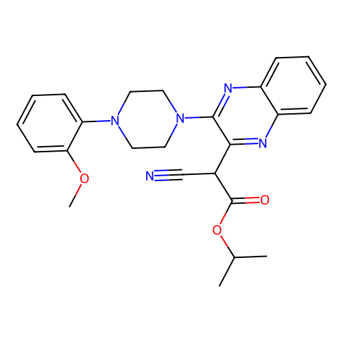 Propan-2-yl cyano{3-[4-(2-methoxyphenyl)piperazin-1-yl]quinoxalin-2-yl}acetate structure