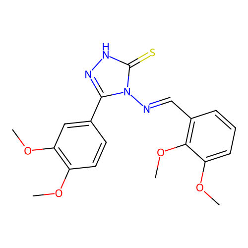 (E)-4-((2,3-dimethoxybenzylidene)amino)-5-(3,4-dimethoxyphenyl)-4H-1,2,4-triazole-3-thiol structure