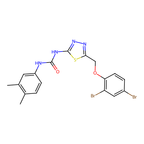 1-(5-((2,4-dibromophenoxy)methyl)-1,3,4-thiadiazol-2-yl)-3-(3,4-dimethylphenyl)urea structure