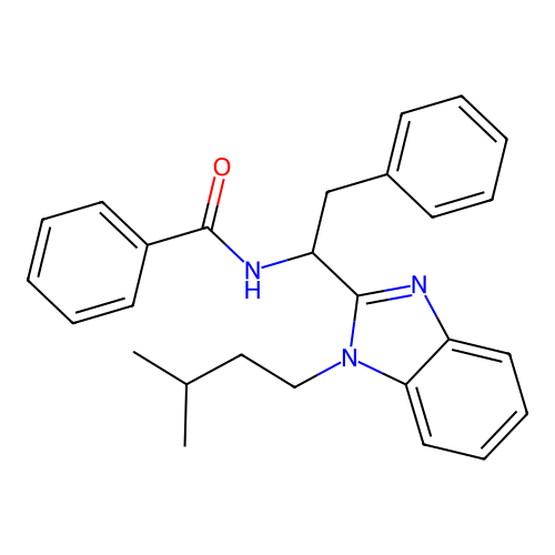 N-{1-[1-(3-methylbutyl)-1H-benzimidazol-2-yl]-2-phenylethyl}benzamide structure