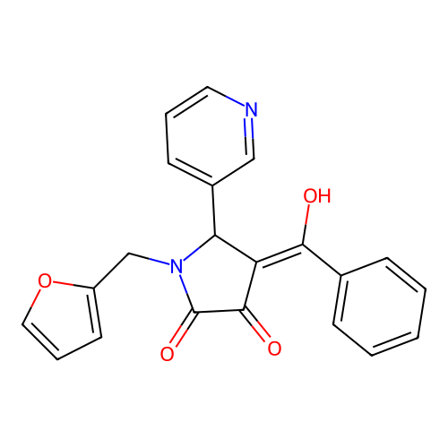 (4E)-1-(furan-2-ylmethyl)-4-[hydroxy(phenyl)methylidene]-5-pyridin-3-ylpyrrolidine-2,3-dione structure