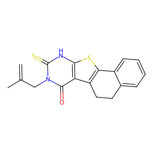 9-mercapto-8-(2-methylallyl)-5,6-dihydronaphtho[2',1':4,5]thieno[2,3-d]pyrimidin-7(8H)-one structure