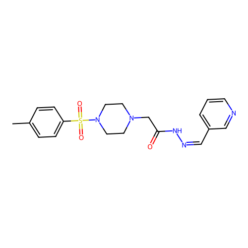 (Z)-N'-(pyridin-3-ylmethylene)-2-(4-tosylpiperazin-1-yl)acetohydrazide structure