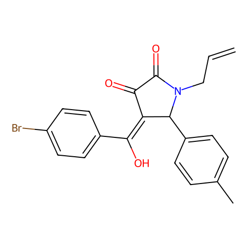 (4E)-4-[(4-bromophenyl)(hydroxy)methylidene]-5-(4-methylphenyl)-1-(prop-2-en-1-yl)pyrrolidine-2,3-dione structure
