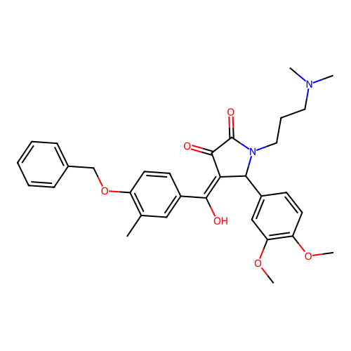 (4E)-5-(3,4-dimethoxyphenyl)-1-[3-(dimethylamino)propyl]-4-[hydroxy-(3-methyl-4-phenylmethoxyphenyl)methylidene]pyrrolidine-2,3-dione structure