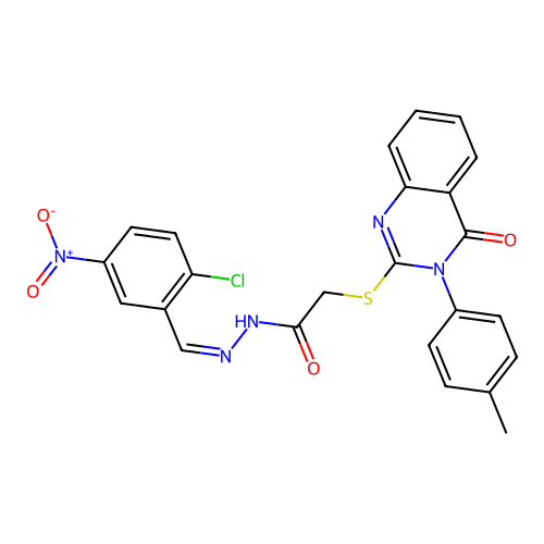 (Z)-N'-(2-chloro-5-nitrobenzylidene)-2-((4-oxo-3-(p-tolyl)-3,4-dihydroquinazolin-2-yl)thio)acetohydrazide structure