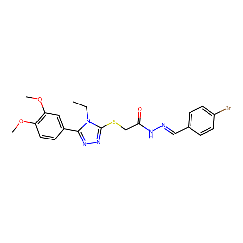 (E)-N'-(4-bromobenzylidene)-2-((5-(3,4-dimethoxyphenyl)-4-ethyl-4H-1,2,4-triazol-3-yl)thio)acetohydrazide structure