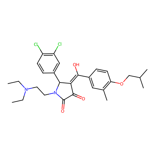 (4E)-5-(3,4-dichlorophenyl)-1-(2-diethylaminoethyl)-4-[hydroxy-[3-methyl-4-(2-methylpropoxy)phenyl]methylidene]pyrrolidine-2,3-dione structure