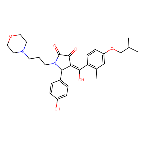 (4E)-4-[hydroxy-[2-methyl-4-(2-methylpropoxy)phenyl]methylidene]-5-(4-hydroxyphenyl)-1-(3-morpholin-4-ylpropyl)pyrrolidine-2,3-dione structure