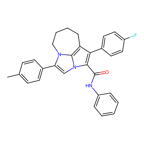 1-(4-fluorophenyl)-4-(4-methylphenyl)-N-phenyl-5,6,7,8-tetrahydro-2a,4a-diazacyclopenta[cd]azulene-2-carboxamide structure