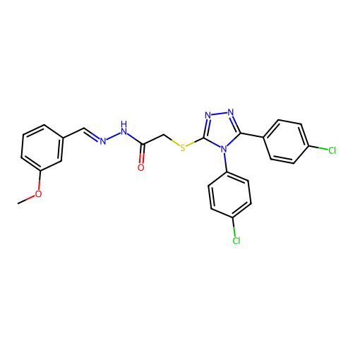 2-{[4,5-bis(4-chlorophenyl)-4H-1,2,4-triazol-3-yl]sulfanyl}-N'-[(E)-(3-methoxyphenyl)methylidene]acetohydrazide structure